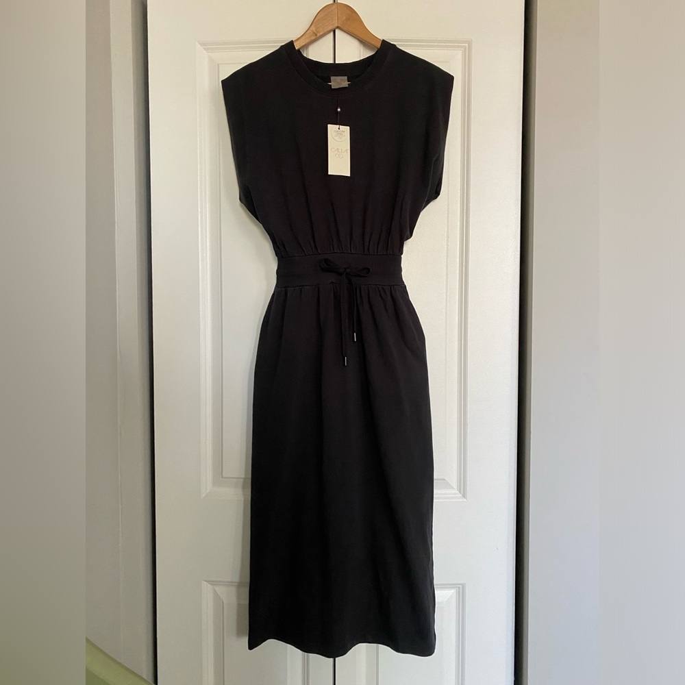 Calia Extended Shoulder Midi Dress
